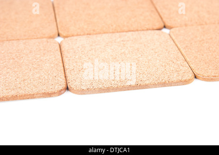 Coasters isolati su sfondo bianco Foto Stock
