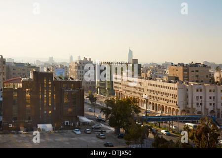 Amman City View delle strade. Amman capitale della Giordania si diffonde su sette colline Foto Stock