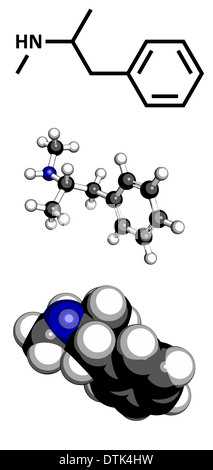 Metanfetamine (Crystal, met) psychostimulant molecola di farmaco Foto Stock