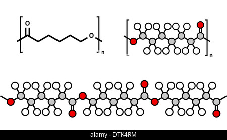 Il policaprolattone (PCL) di poliestere biodegradabile, struttura chimica. Frequentemente utilizzati per applicazioni biomediche, etc Foto Stock