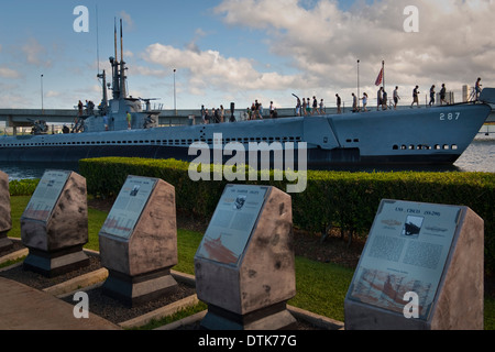 Sommergibile Memorial e la USS Bowfin Submarine, Pearl Harbor, Oahu, Hawaii Foto Stock