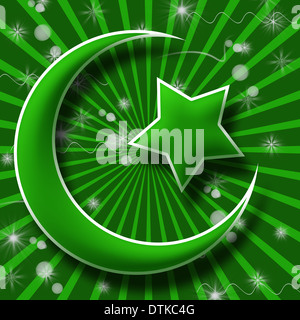 L'Islam il simbolo nel verde e Burst Sparkle Foto Stock