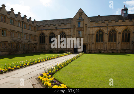 Fiori in Quad in University College di Oxford Foto Stock