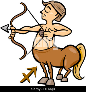 Cartoon illustrazione del Sagittario o arciere o Centaur Oroscopo segno zodiacale Foto Stock