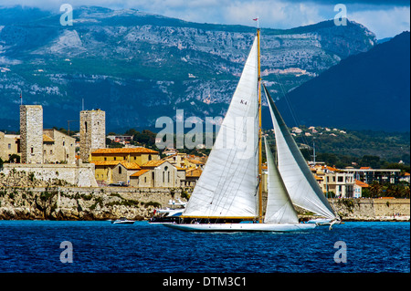 L'Europa, Francia, Alpes-Maritimes, Antibes. Les Voiles d'Antibes. Vecchia regata a vela raccolta, yachting trophy Paneira. Foto Stock