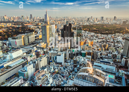 Tokyo, Giappone antenna cityscape cityscape vista al tramonto. Foto Stock