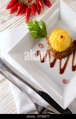 Purea di patate con carne macinata brown Foto Stock