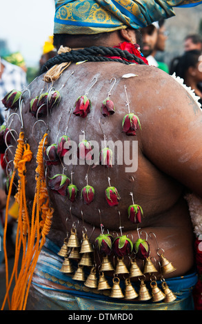 Scene del bizzarro e unico Thaipusam festival. Foto Stock