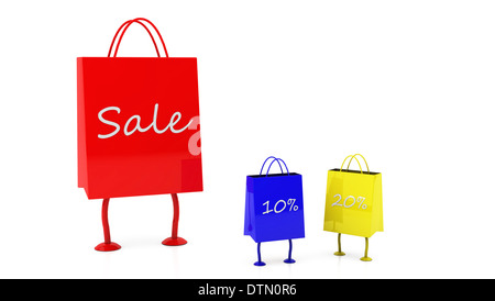 I colori delle borse per lo shopping di sconto in 3D Foto Stock