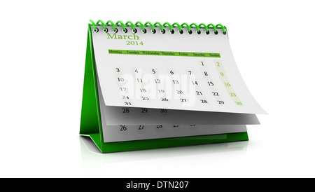 Progettazione di un mese di calendario di marzo 2014 in inglese Foto Stock
