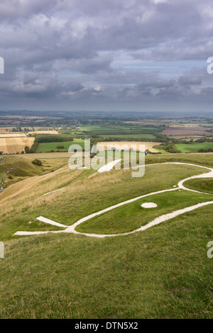 Uffington White Horse, Vale of White Horse, Oxfordshire, Regno Unito Foto Stock