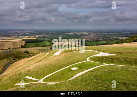 Uffington White Horse, Vale of White Horse, Oxfordshire, Regno Unito Foto Stock