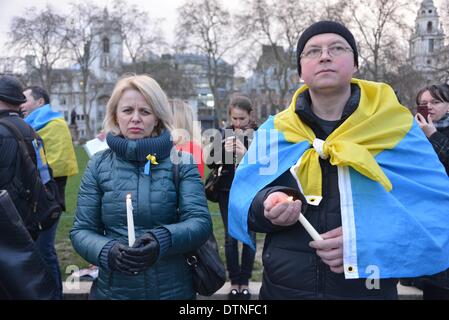 Londra, Regno Unito. Il 21 febbraio 2014. #Euromaidan Regno Unito Nationwide protesta. Le proteste dopo le ultime notti proteste di Kiev ha portato a un numero elevato di decessi nella capitale ucraina. Credito: Vedere Li/Alamy Live News Foto Stock