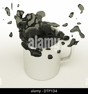 Schizzi di caffè da mug Foto Stock