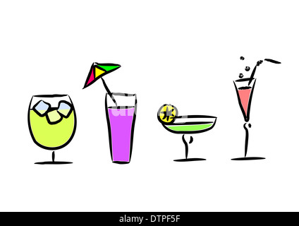 Diversi cocktail - illustrazione vettoriale Foto Stock