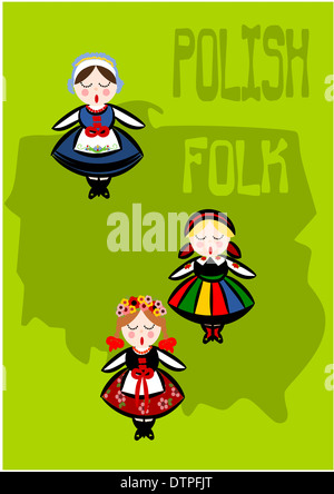 Folk polacco - paese forma. illustrazione vettoriale. Foto Stock