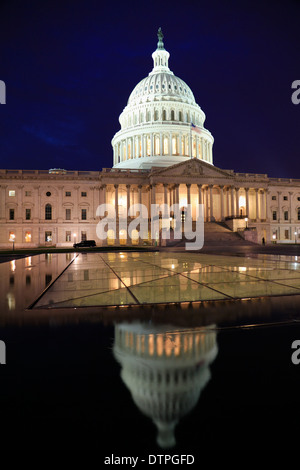 United States Capitol di notte, Washington DC Foto Stock