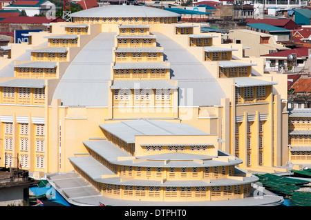 Vista aerea del mercato centrale di Phnom Penh Foto Stock