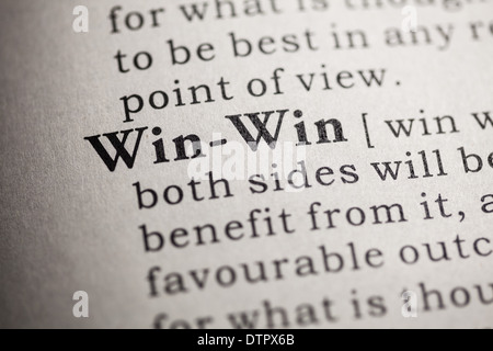 Fake Dizionario, definizione del dizionario della parola win-win. Foto Stock