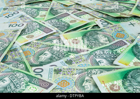 Sfondo di 100 PLN (zloty polacco) Banconote Foto Stock