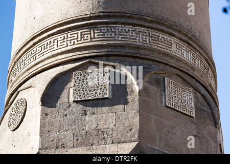 Dettaglio del minareto della Grande Moschea, Bitlis, Turchia orientale Foto Stock