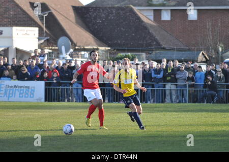 Gosport break out della schiena. Il 22 febbraio, 2014. Gosport Borough v Havant & Waterlooville, Semi Finale, FA Trofeo, 22 febbraio 2014 (c) Paolo Gordon, Alamy Live News Foto Stock