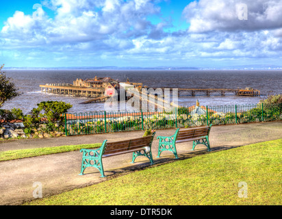 Birnbeck Pier Weston-super-Mare Somerset Inghilterra storica struttura inglese dal principe consorte Gardens Foto Stock