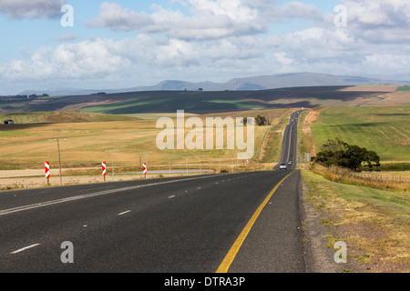 Paesaggio panoramico di una strada che corre attraverso la Western Cape campagna Foto Stock