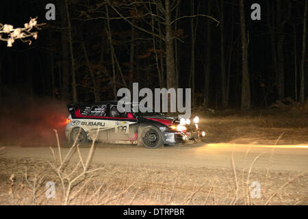 Salem, Missouri, Stati Uniti d'America. Il 22 febbraio 2014. Travis Pastrana racing nel Rally America, il bosco dei 100 acri Salem Missouri 22 201 Credito: Carlos Pemium di immagini / Alamy Live News Foto Stock