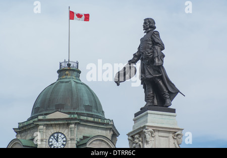 Statua di Samuel de Champlain a Quebec City Foto Stock