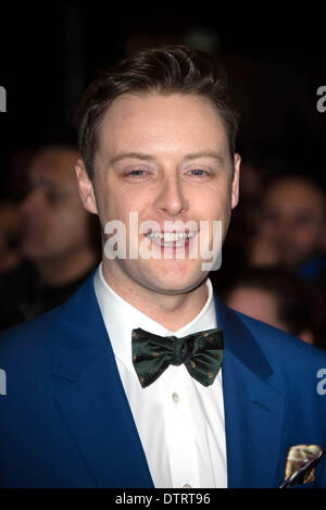 Londra, Regno Unito. 23 FEB 2014: Stephen Ashfield arriva al WhatsOnStage Awards 2014 tenutasi al Prince of Wales Theatre di Londra. Vedi foto di Li Capital/Alamy Live News Foto Stock