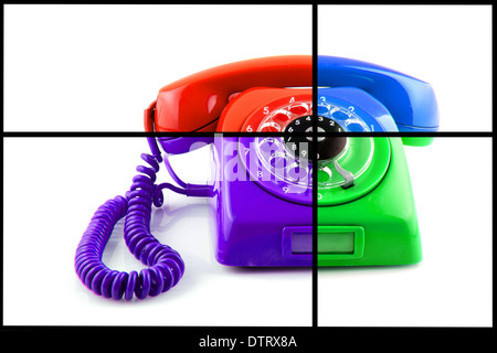 Il vecchio telefono. Collage Foto Stock