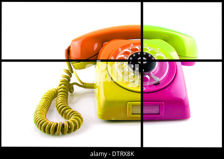 Il vecchio telefono. Collage Foto Stock