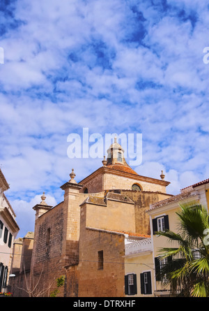 Vista della cattedrale di Mao a Minorca, Isole Baleari, Spagna Foto Stock