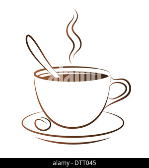 Tazza di caffè caldo su sfondo bianco Foto Stock