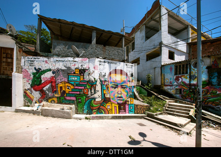Rio De Janeiro, Favela Vidiga, murale, distretto, Brasile Foto Stock