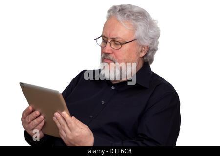 Senior e tablet pc Foto Stock