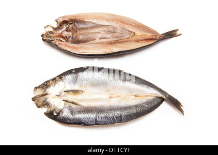 Non tinti con salmone affumicato isolato su un bianco di sfondo per studio. Foto Stock