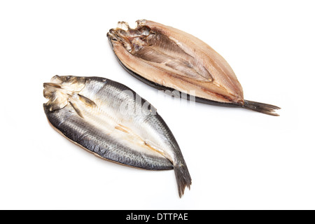 Non tinti con salmone affumicato isolato su un bianco di sfondo per studio. Foto Stock