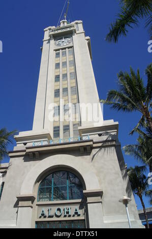 Aloha Tower,Honolulu, Hawaii Foto Stock