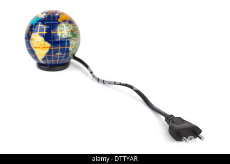 Globo e cavo elettrico Foto Stock