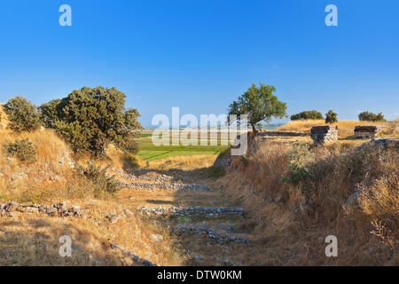 Fra le antiche rovine di Troia Turchia Foto Stock