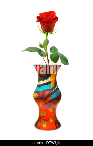 Red Rose in vaso Foto Stock