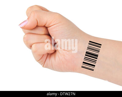 Mano con codice Foto Stock