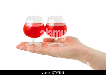 Mano e wineglasses Foto Stock