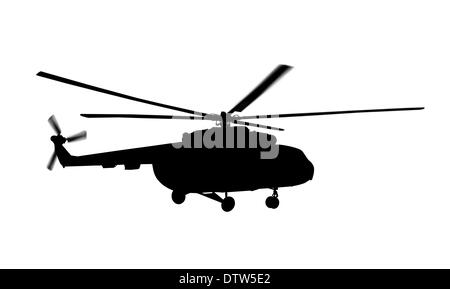 Silhouette in elicottero Foto Stock