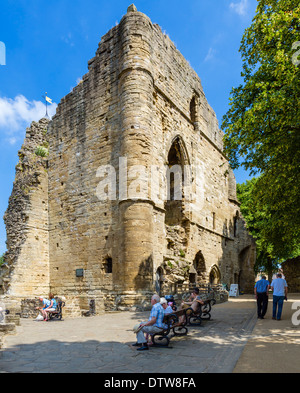 Le rovine di Knaresborough Castle, Knaresborough, North Yorkshire, Inghilterra, Regno Unito Foto Stock