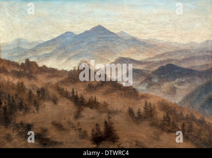 Le montagne in aumento la nebbia Caspar David Friedrich 1774 - 1840 il tedesco in Germania Foto Stock