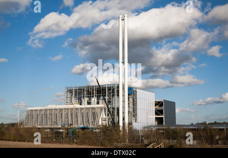 Energia da inceneritore di rifiuti della stazione di potenza in costruzione presso il Great Blakenham, Suffolk, Inghilterra nel febbraio 2014. Foto Stock