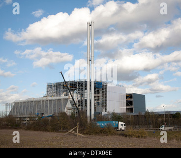 Energia da inceneritore di rifiuti della stazione di potenza in costruzione presso il Great Blakenham, Suffolk, Inghilterra nel febbraio 2014. Foto Stock